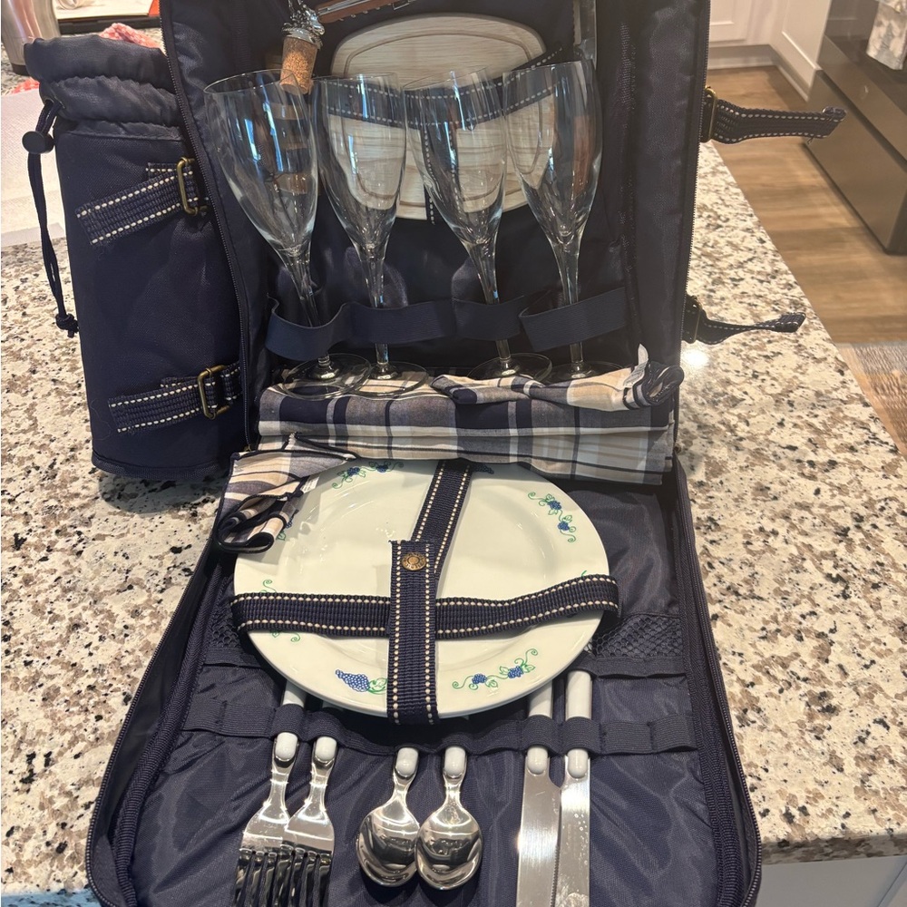Navy Blue Picnic Backpack Set